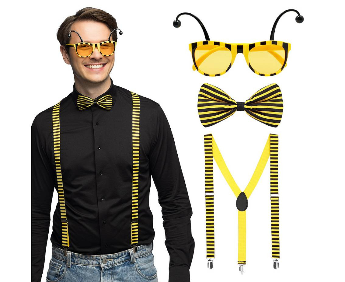 Set Honey bee (suspenders, glasses and bow tie)