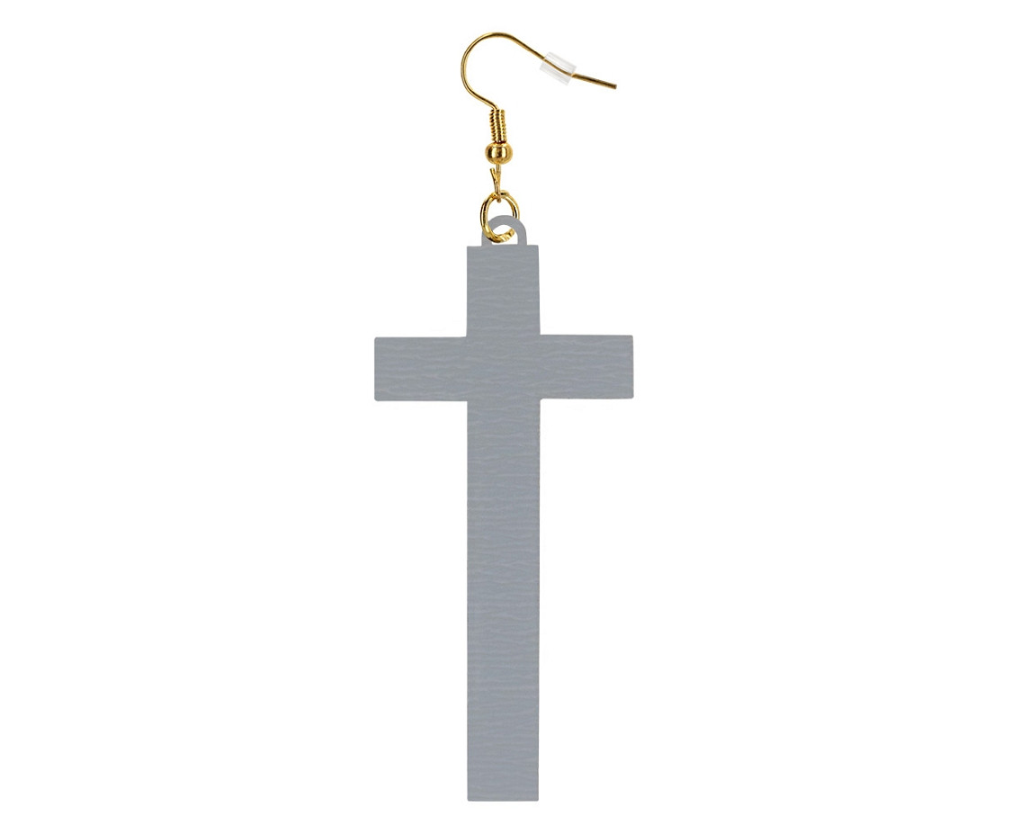 Pair earrings, cross black and gold