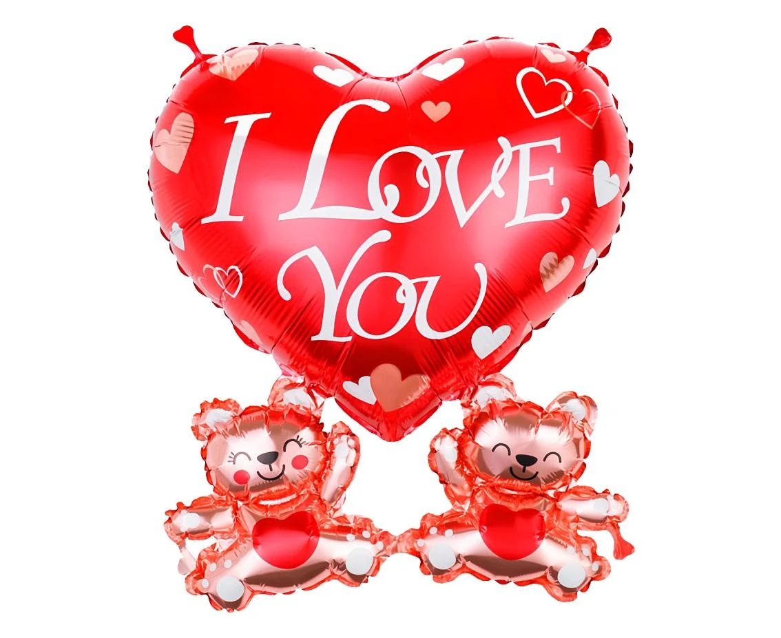 Foil balloon  "I love you" Heart  with Teddy Bears, 43x48cm