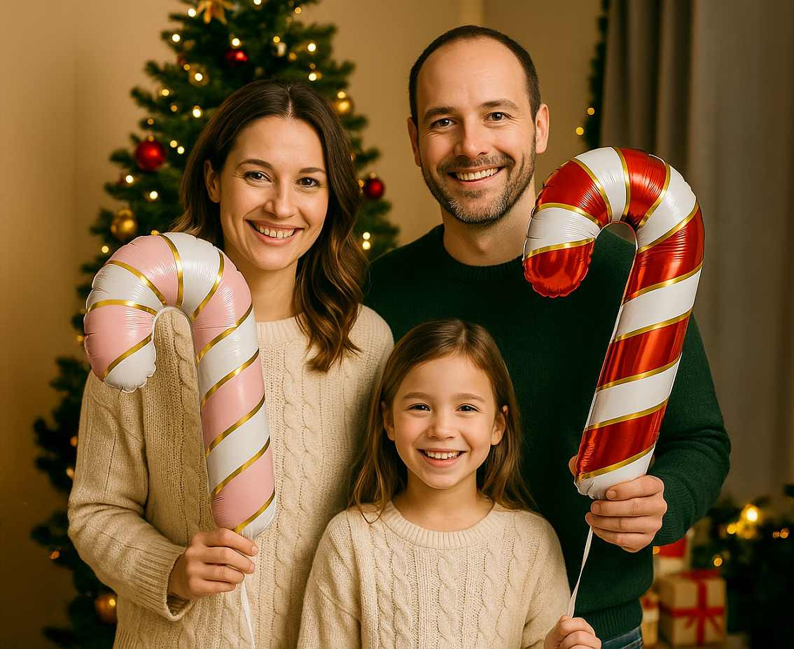 Foil balloon  Christmas Lollipop , Pink and White, 38x61cm