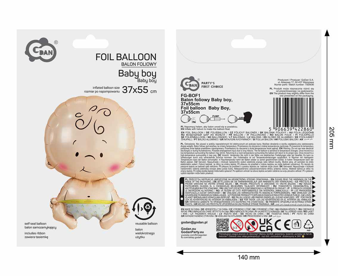 Foil balloon  Baby Boy , 37x55cm