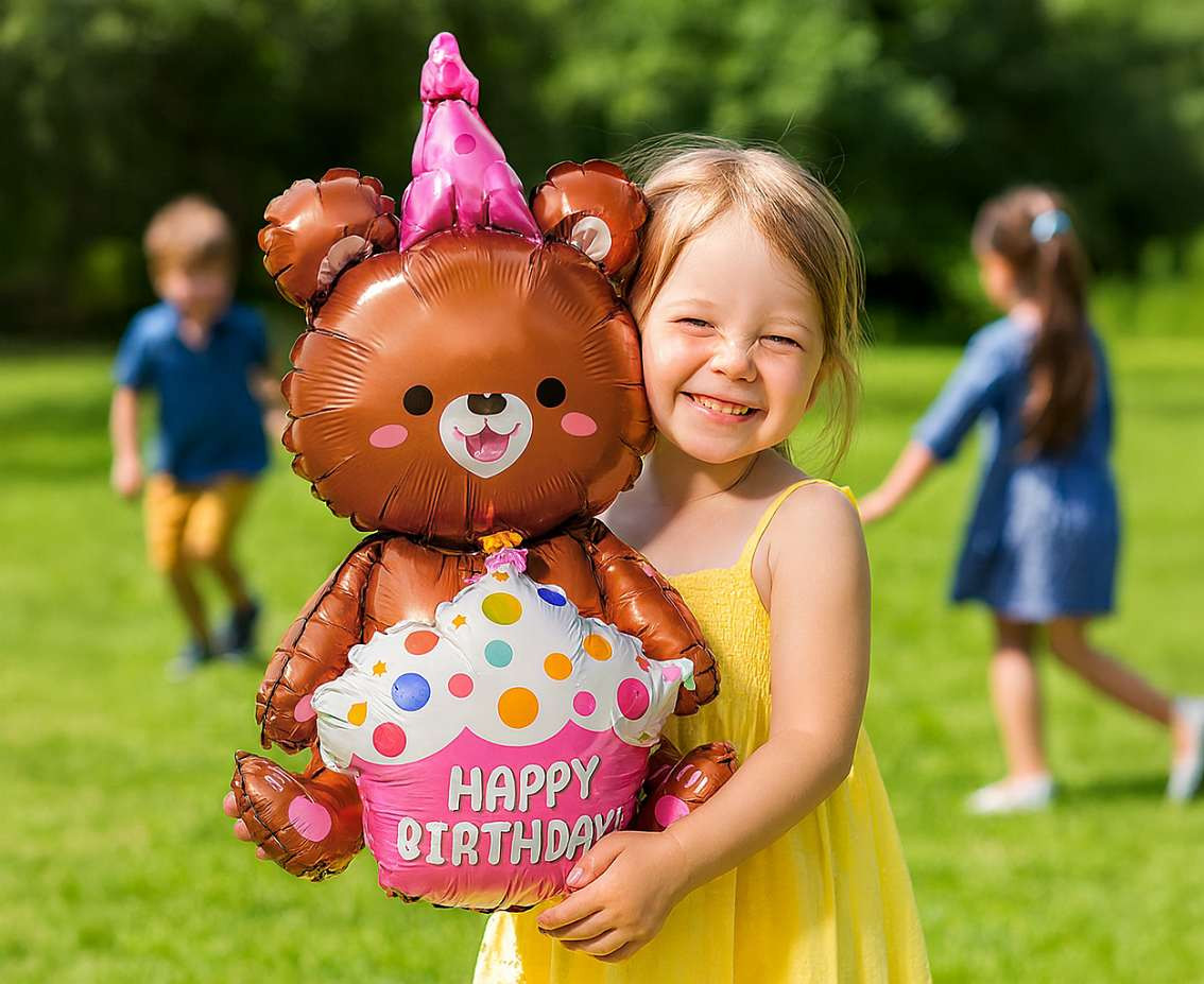 Foil balloon  Teddy Bear with Birthday Cake , 58x42cm