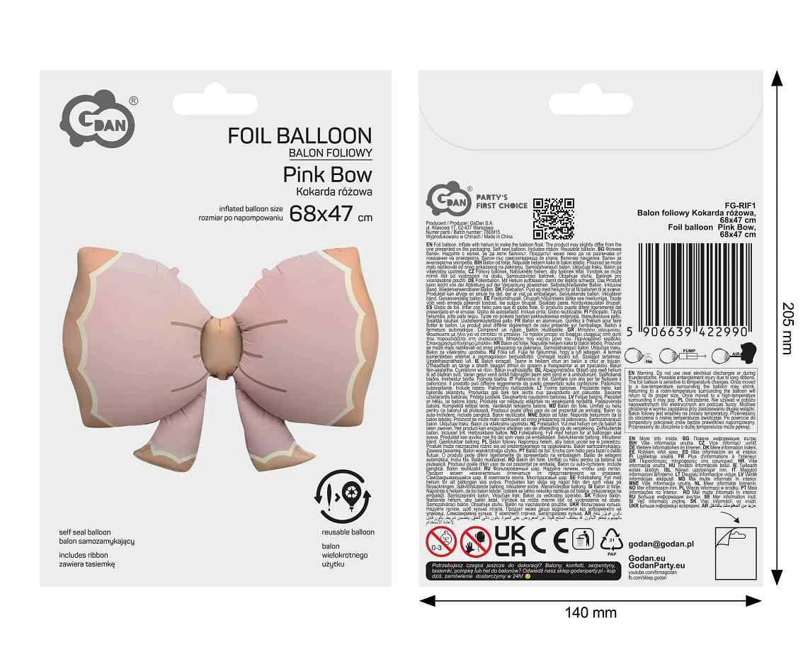 Foil balloon  Pink Bow , 68x47cm