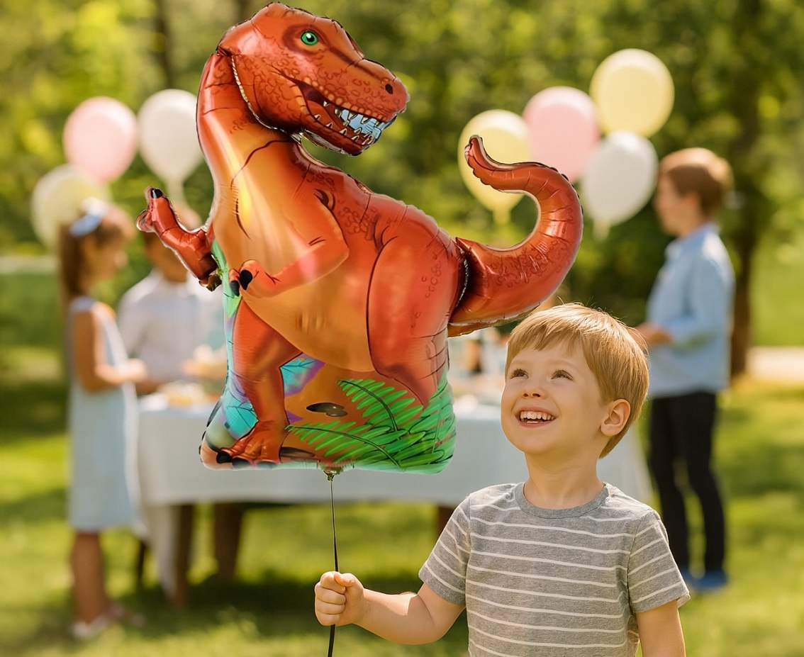 Foil balloon  T-rex Dinosaur , Orange, 66x59cm