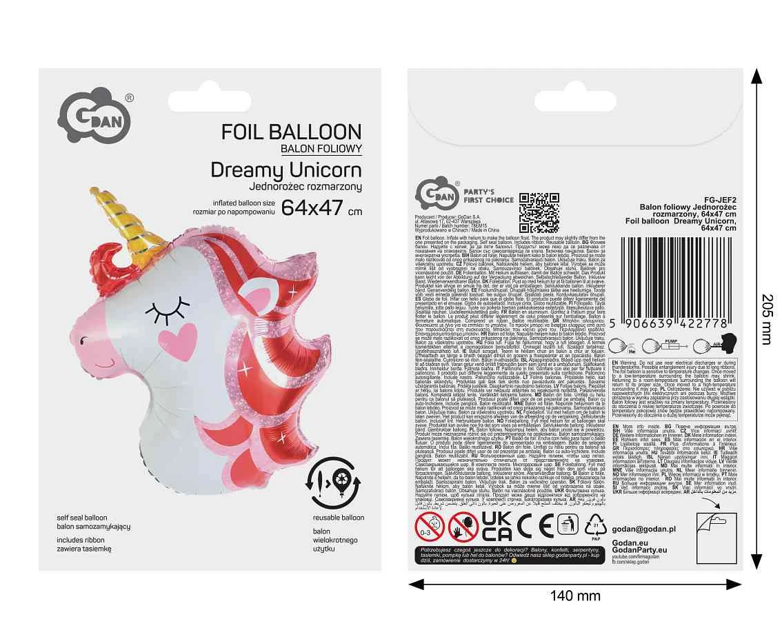 Foil balloon  Dreamy Unicorn , 64x47cm