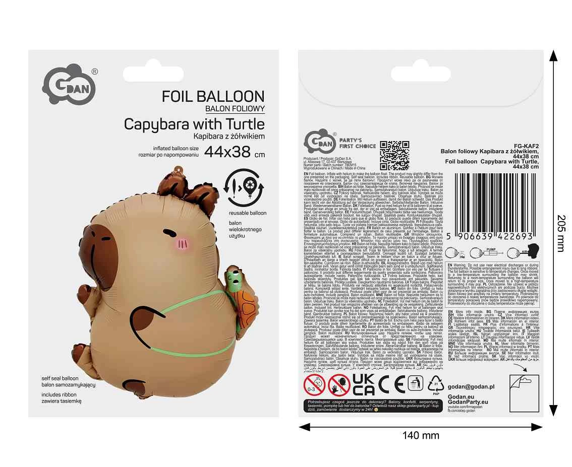 Foil balloon  Capybara with Turtle , 44x38cm