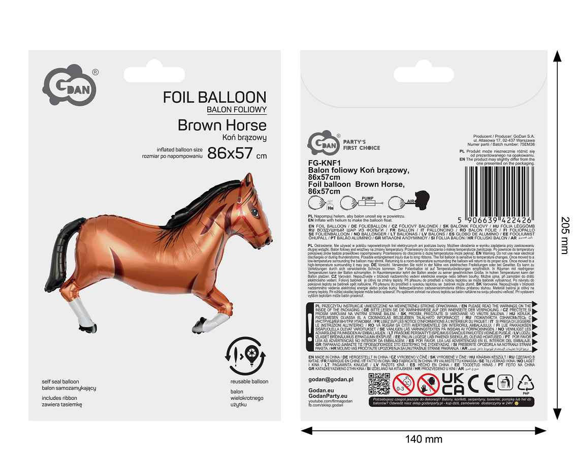 Foil balloon  Brown Horse , 86x57cm