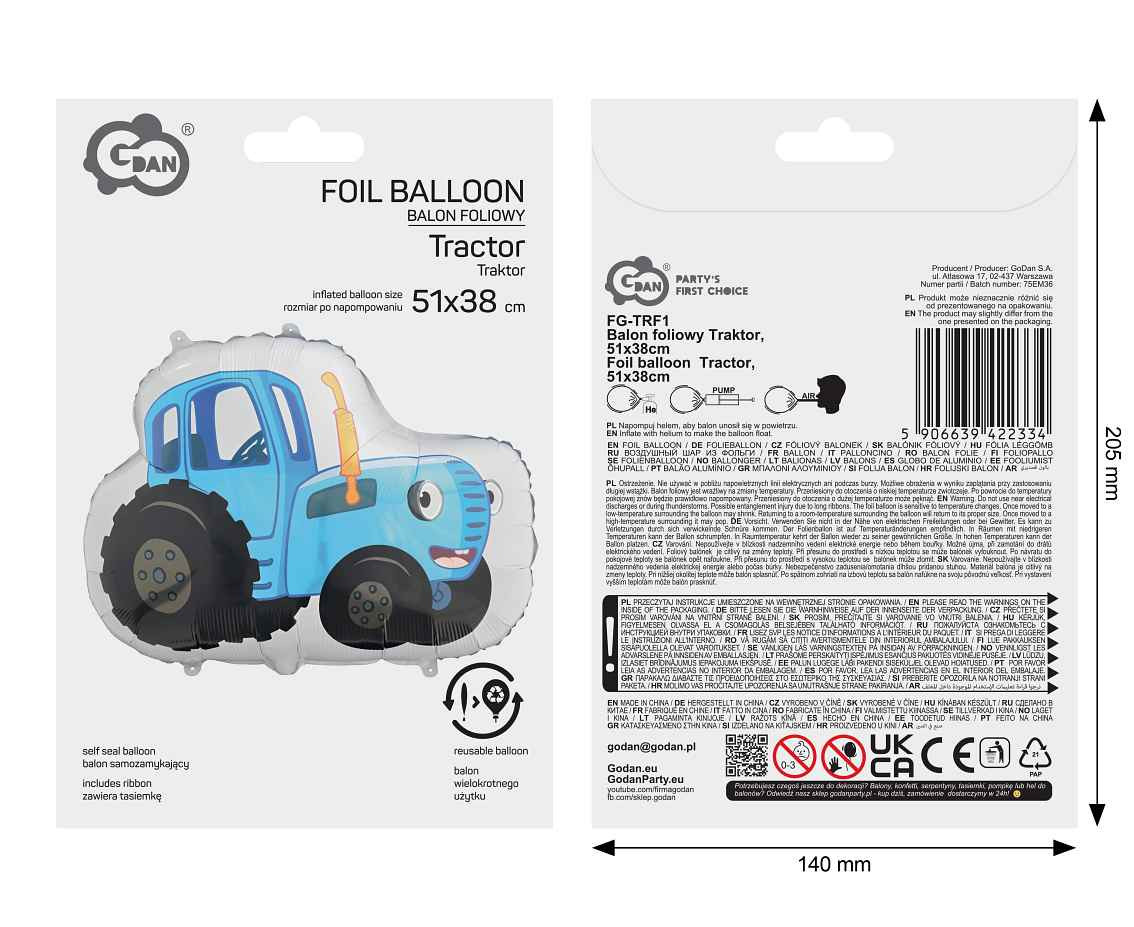 Foil balloon  Tractor , 51x38cm