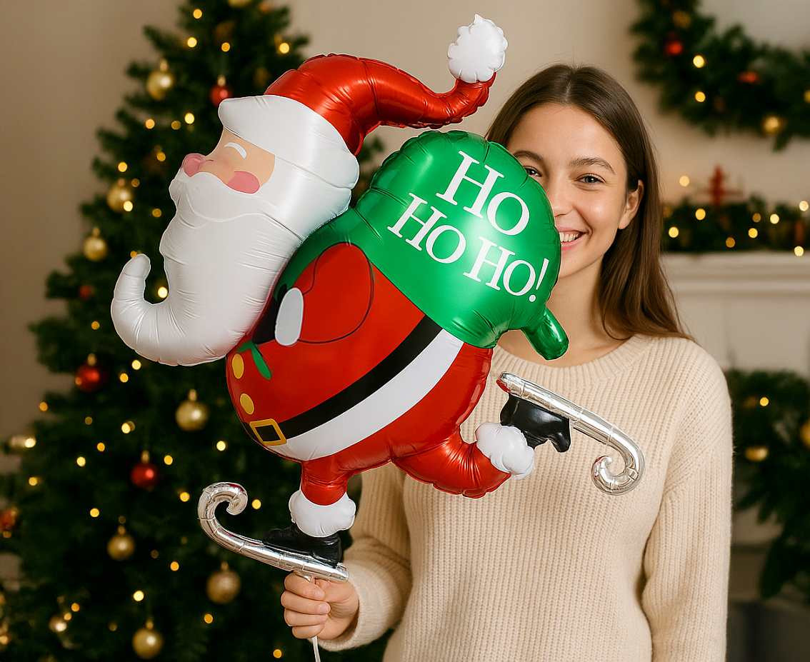 Foil balloon  Santa Claus Skating , 64x50cm EOL