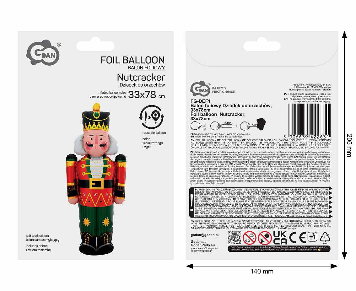 Foil balloon  Nutcracker , 33x78cm