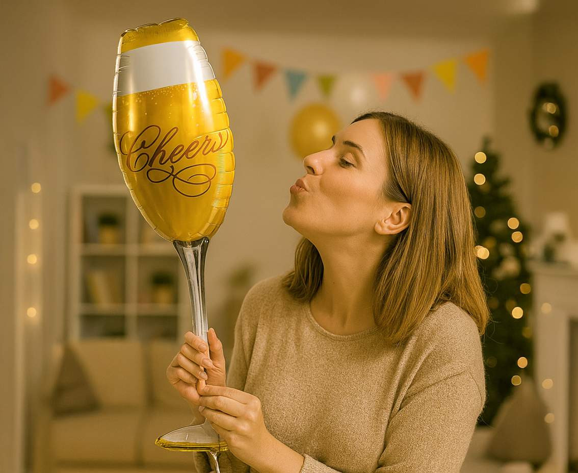Foil balloon  Gold Wine Glass  "Cheers", 22x73cm