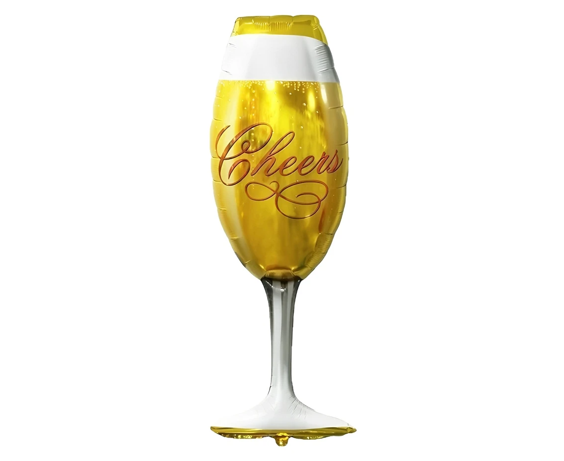 Foil balloon  Gold Wine Glass  "Cheers", 22x73cm