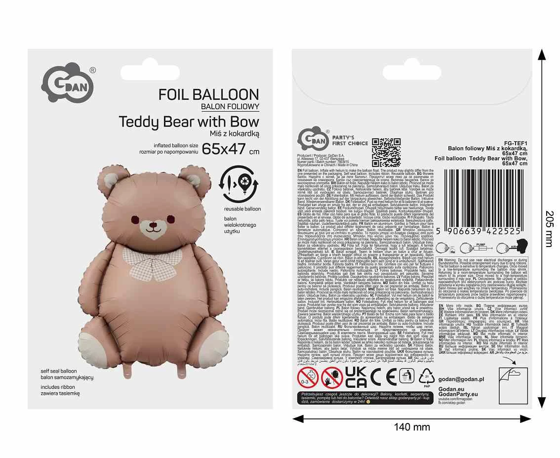 Foil balloon  Teddy Bear with Bow , 65x47cm