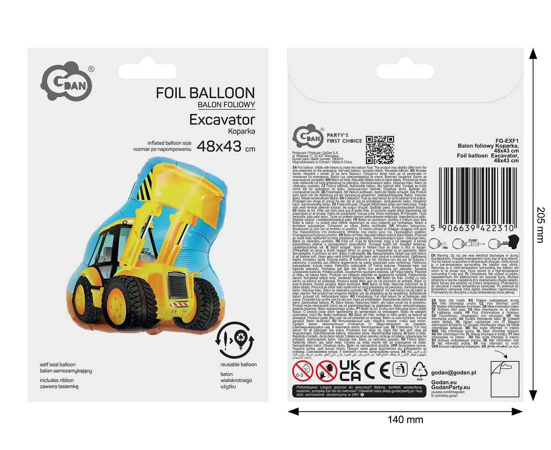 Foil balloon  Excavator , 48x43cm