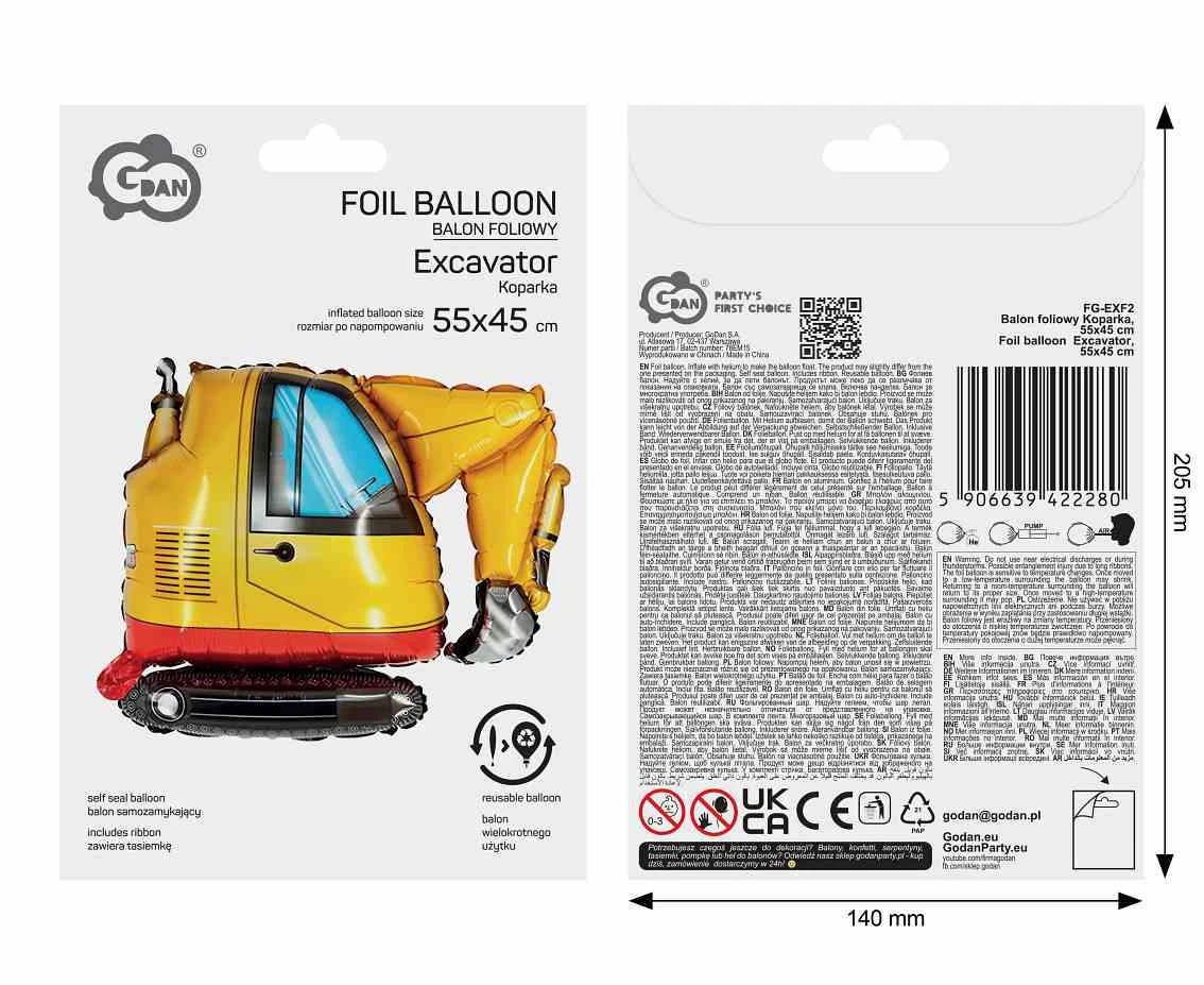 Foil balloon  Excavator,  55x45cm