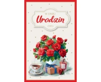 Birthday Card, Red Bouquet