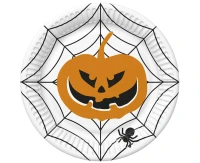 POLMAK Halloween DAISY Paper Plates, Pumpkin and Spiderweb, 18 cm, 8 pcs.