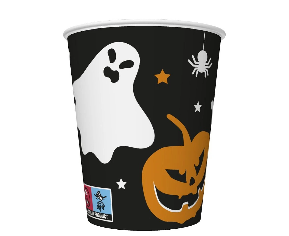 POLMAK Halloween DAISY Paper Cups, Pumpkin and Ghost, 250 ml, 8 pcs.