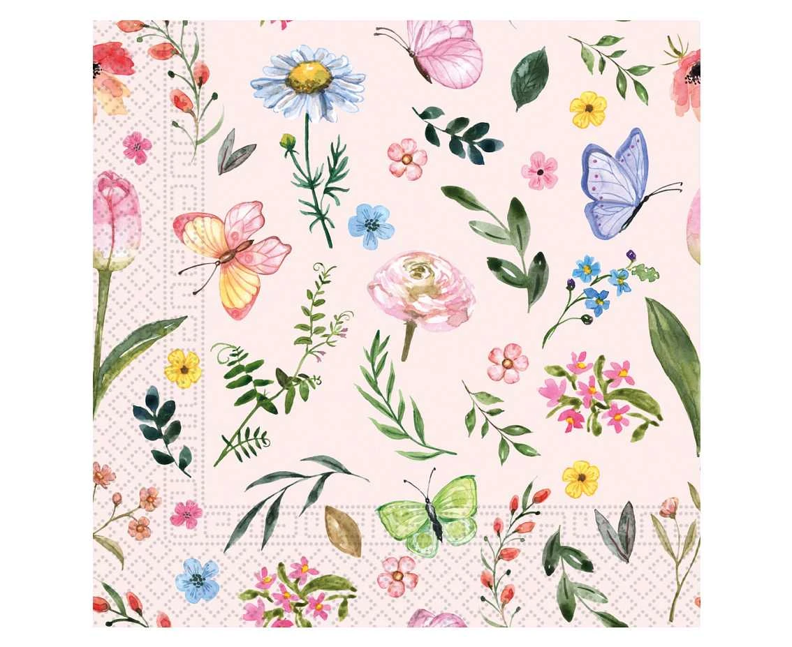Paper napkins, Pink Butterfly, 20 pcs., 25x25 cm