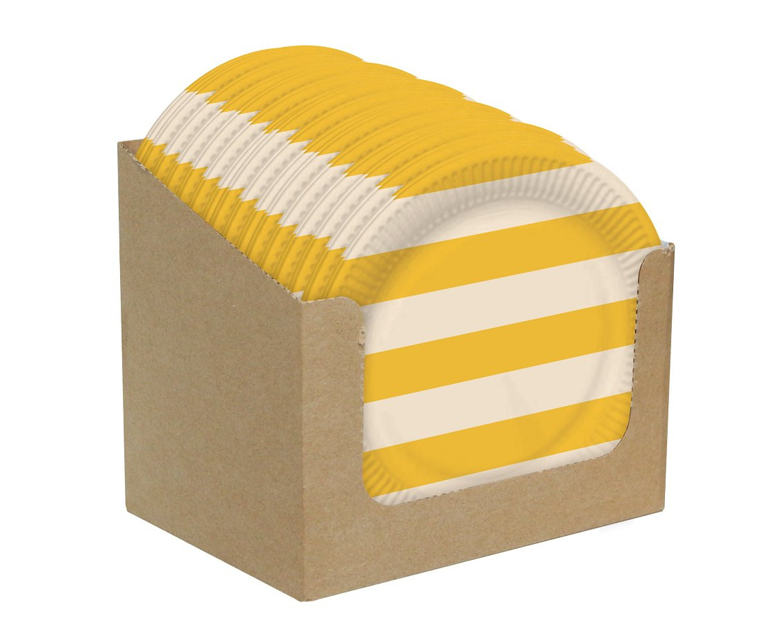 Paper Plates, Striped (yellow-beige), 18 cm, 6 pcs.