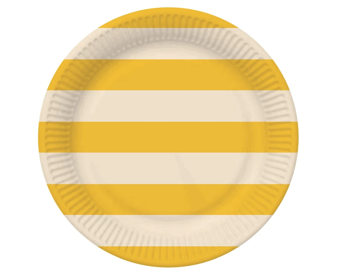 Paper Plates, Striped (yellow-beige), 18 cm, 6 pcs.