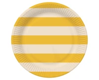 Paper Plates, Striped (yellow-beige), 18 cm, 6 pcs.