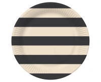 Paper Plates, Striped (black-beige), 18 cm, 6 pcs.