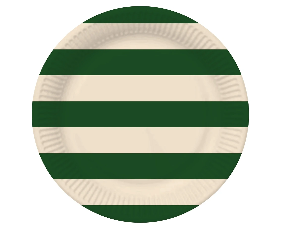Paper Plates, Striped (green-beige), 18 cm, 6 pcs.