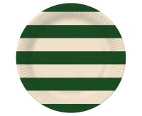 Paper Plates, Striped (green-beige), 18 cm, 6 pcs.