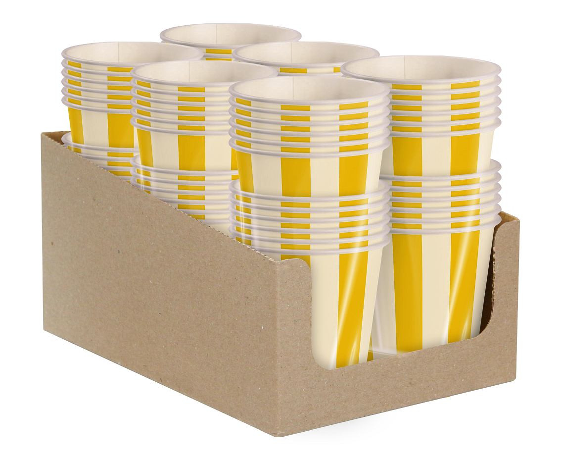 Paper Cups, Striped (yellow-beige), 250 ml, 6 pcs.