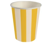 Paper Cups, Striped (yellow-beige), 250 ml, 6 pcs.