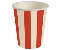 Paper Cups, Striped (red-beige), 250 ml, 6 pcs.