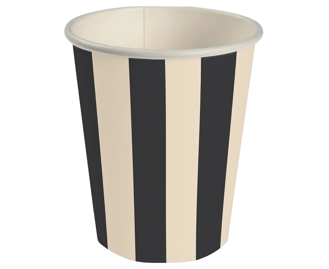 Paper Cups, Striped (black-beige), 250 ml, 6 pcs.