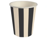 Paper Cups, Striped (black-beige), 250 ml, 6 pcs.