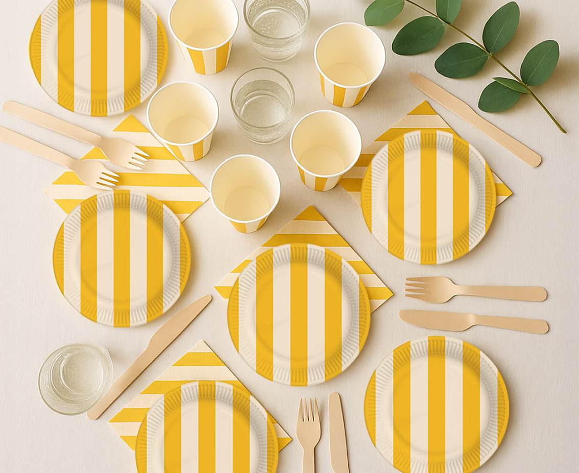 Paper Napkins Stripes (yellow-beige) 33x33 cm, 20 pcs.