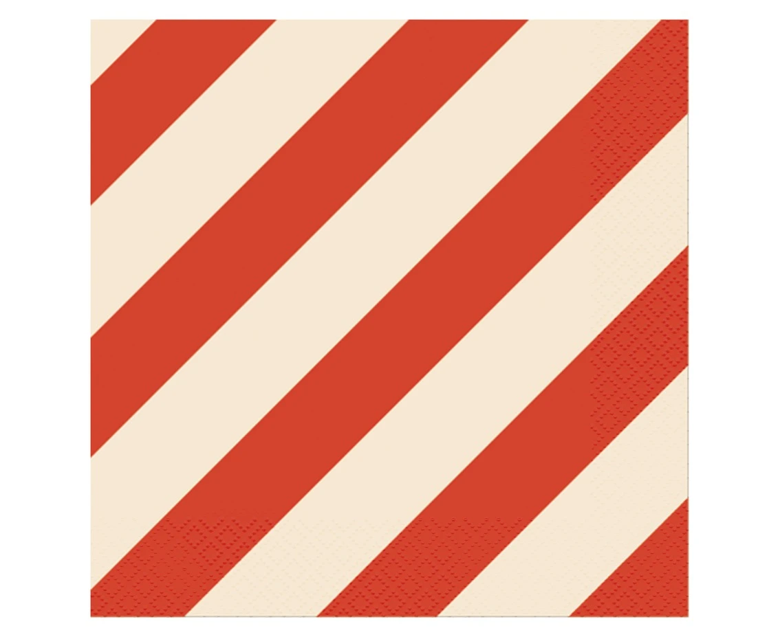 Paper Napkins Stripes (red-beige) 33x33 cm, 20 pcs.