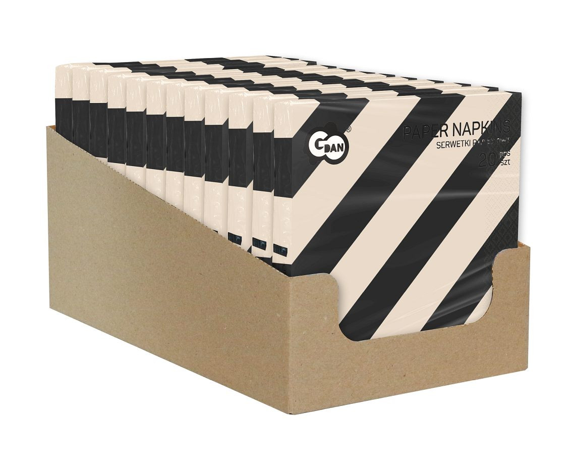 Paper Napkins Stripes (black-beige) 33x33 cm, 20 pcs.