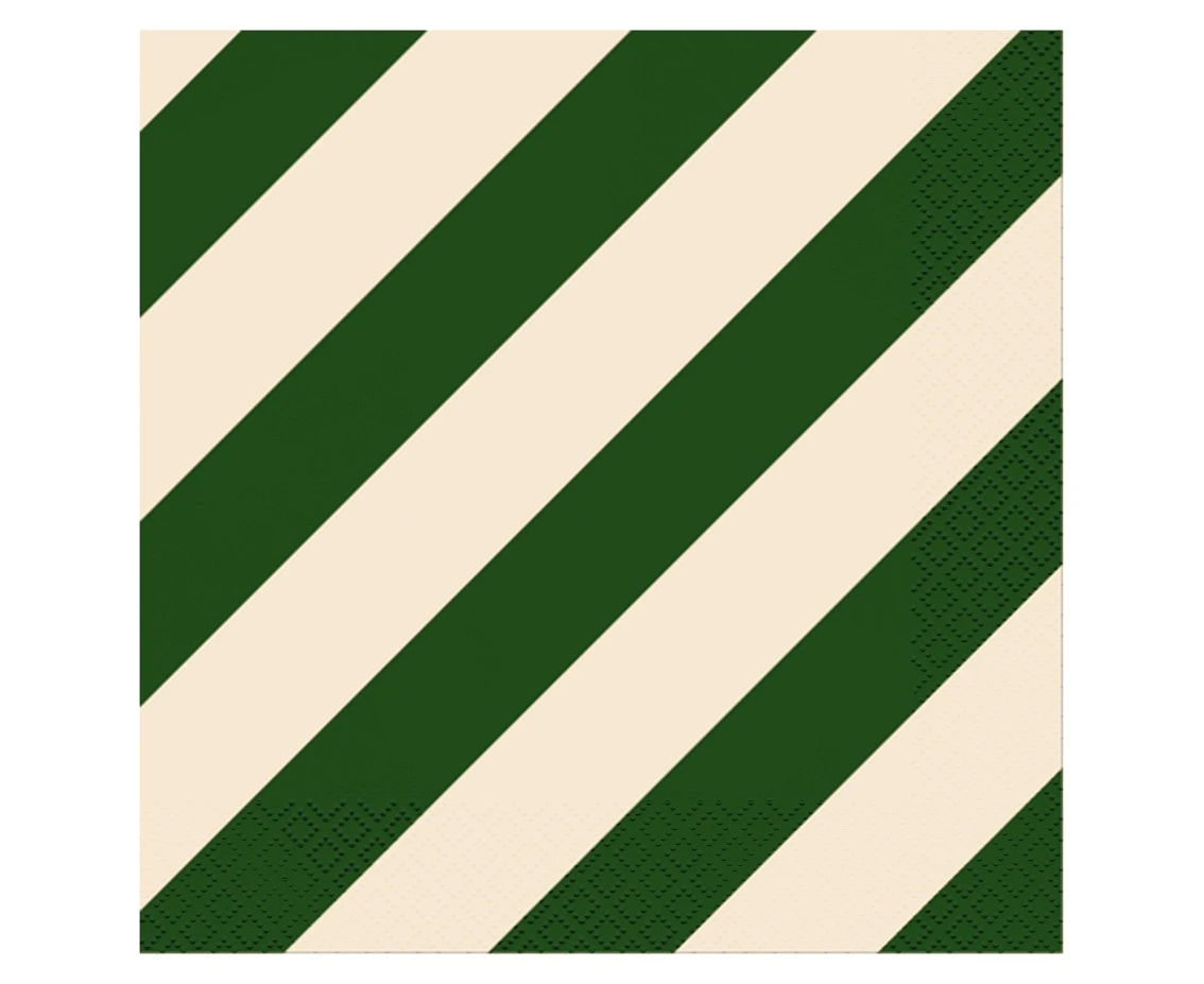 Paper Napkins Stripes (green-beige) 33x33 cm, 20 pcs.
