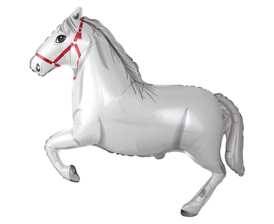 Foil Balloon 24" FX - Galloping Horses (White), packed