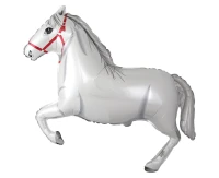 Foil Balloon 24" FX - Galloping Horses (White), packed