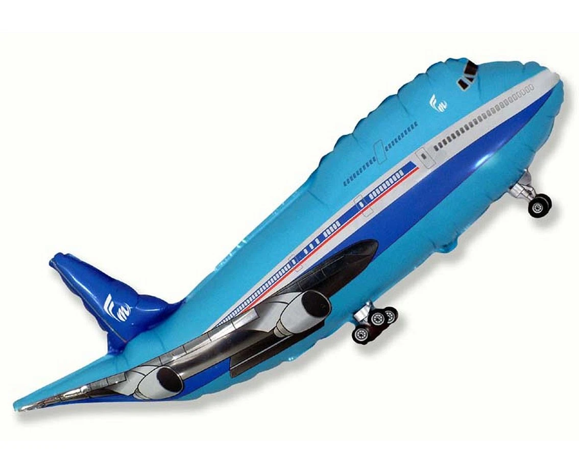 Foil Balloon 24" FX  - Airplane (Blue), packed