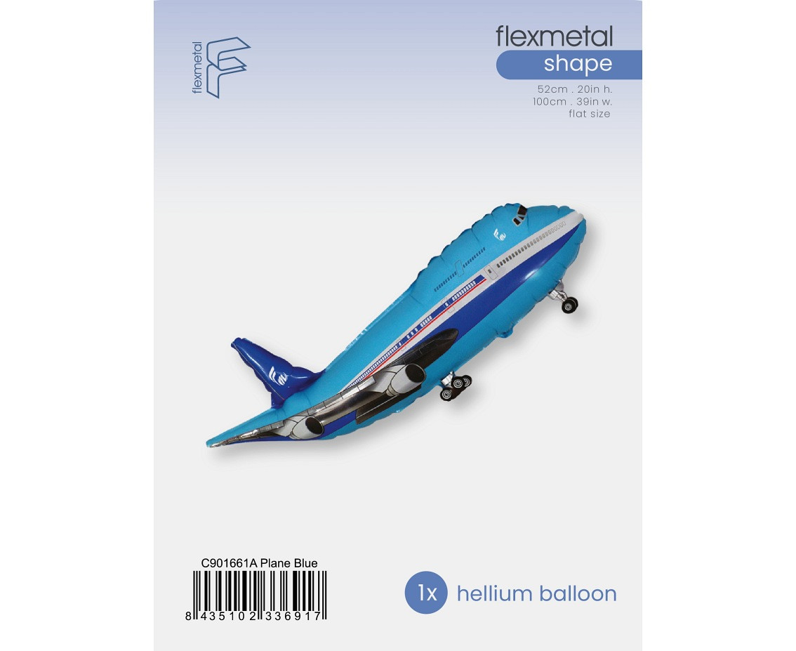 Foil Balloon 24" FX  - Airplane (Blue), packed