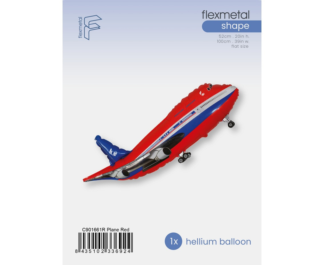 Foil Balloon 24" FX- Airplane (Red), packed