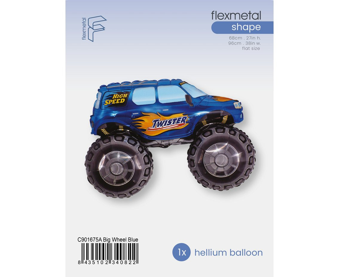 Foil Balloon 24" FX  - "TWISTER Car" (blue), packed