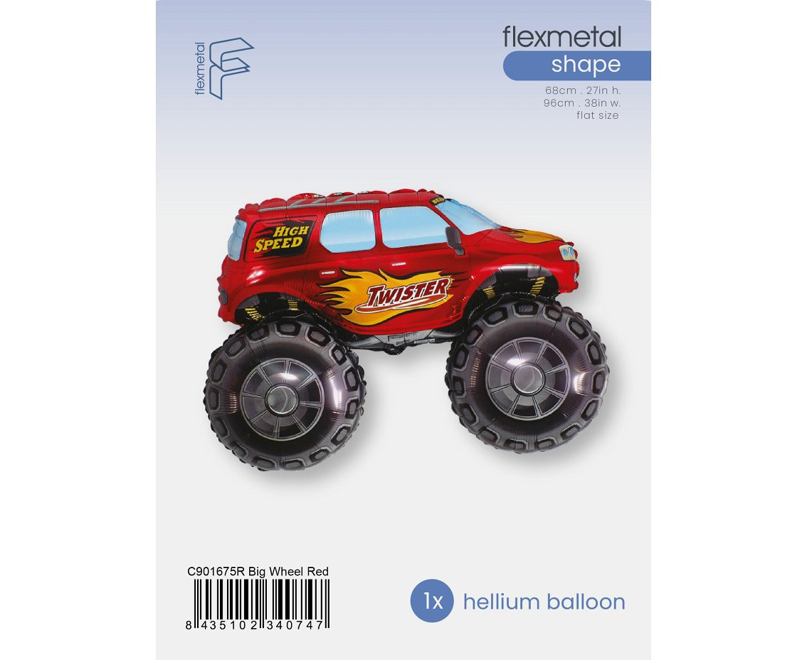 Foil Balloon 24" FX - "TWISTER Car" (red), packed