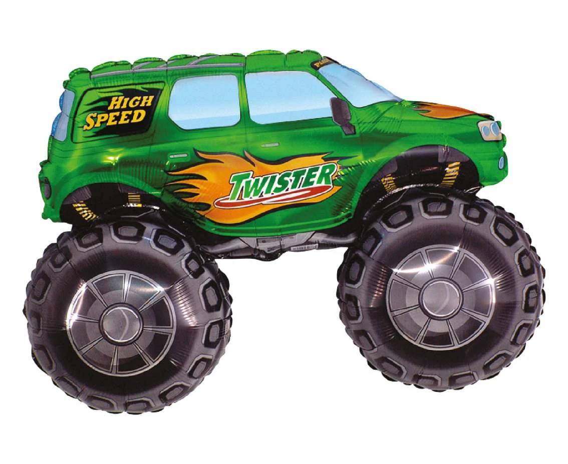 Foil Balloon 24" FX - "TWISTER Car" (green), packed