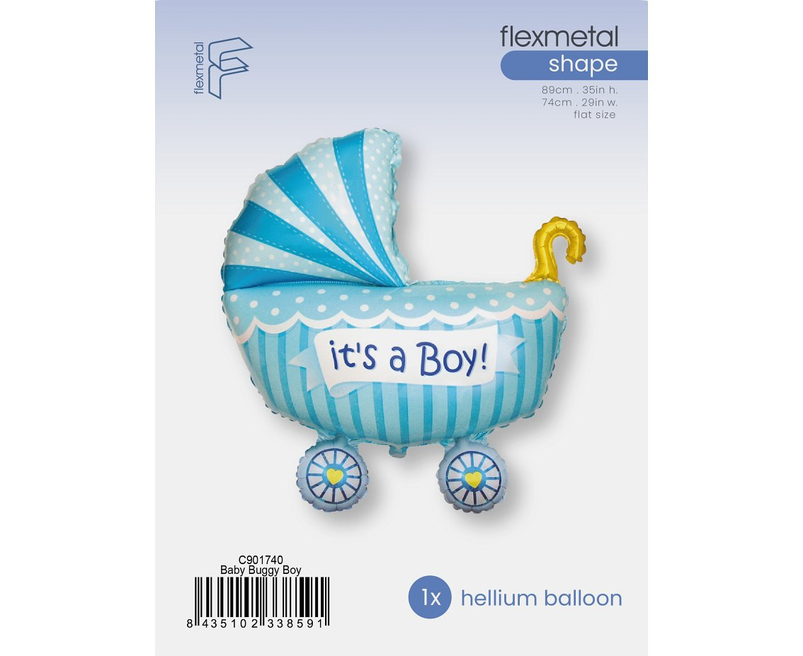Foil Balloon 24" FX  - "Boy''s Stroller" (blue), packed