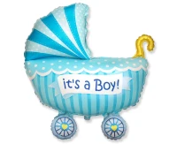 Foil Balloon 24" FX  - "Boy''s Stroller" (blue), packed