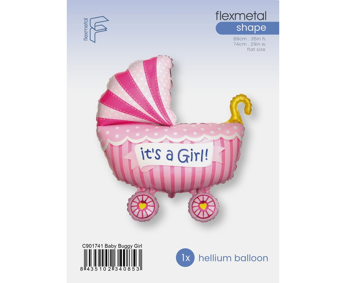 Foil Balloon 24" FX - "Girl''s Stroller" (pink), packed