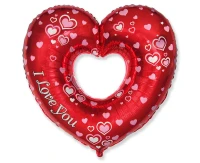 Foil Balloon 24" FX  - Beautiful Heart - I Love You, packed